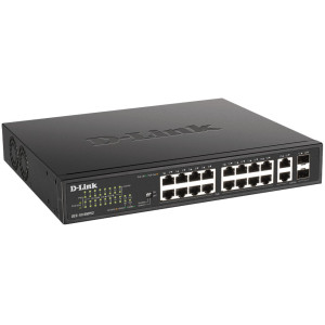 D-Link DES-1018MPV2 18-Port Ethernet Switch, 16 fast ethernet PoE ports, 2 GbE combo ports, 7.2 Gbps switching capacity